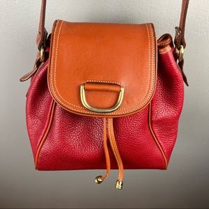 Charter Club Vintage Genuine Leather Red Brown Color block Crossbody bag